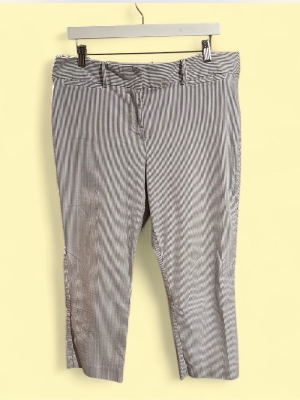 Ann Taylor Factory Black and White Pinstripe Cropped Pants